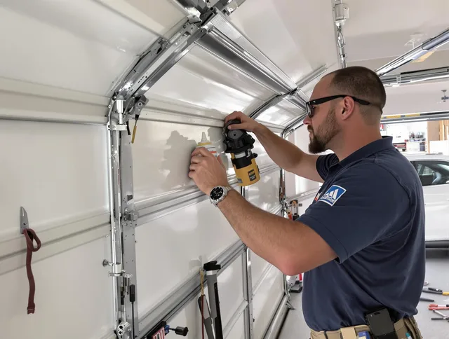 Windsor Garage Door Repair technician quieting a noisy garage door in Windsor